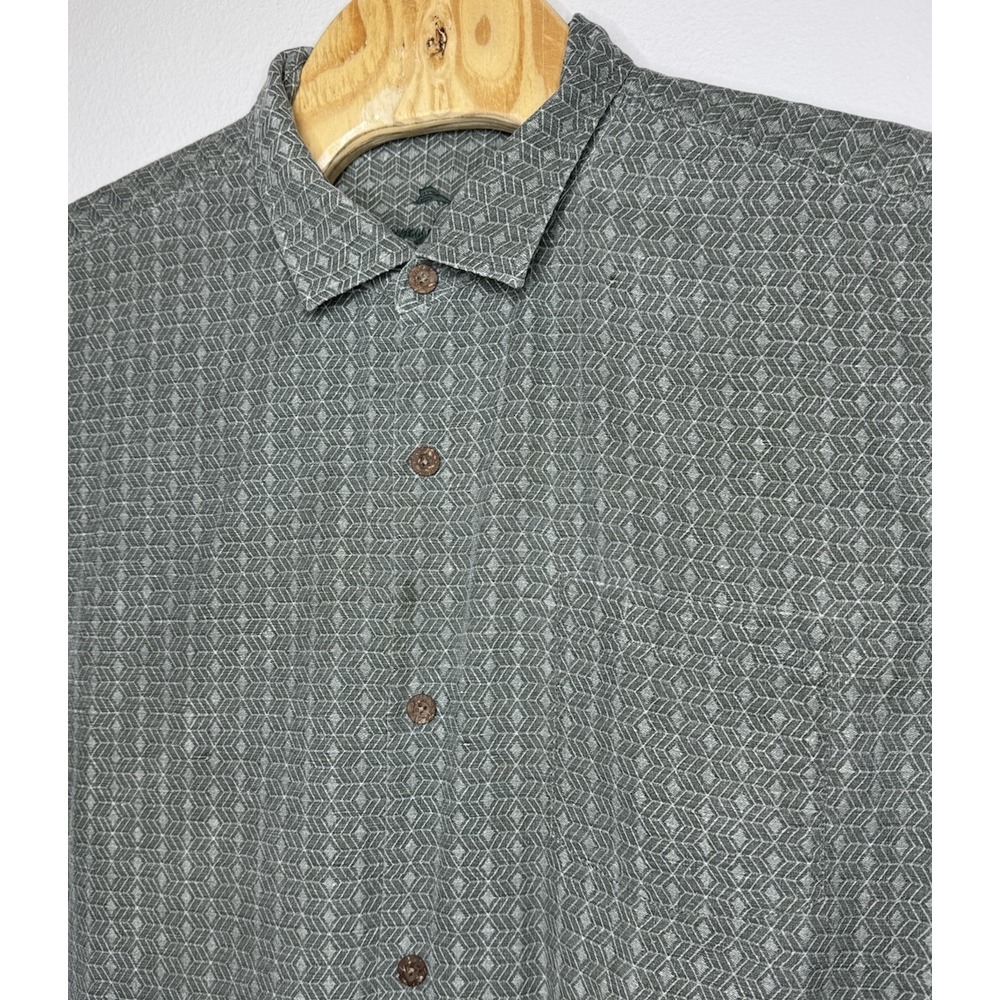 Tommy Bahama Mens‎ Hawaiian Shirt Diamond Geometric Silk Gray Button Up XXL